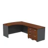 Bush Business Furniture Westfield Bow Front Right Handed L Shaped Desk w/ 2 Mobile Pedestals, Hansen Cherry (SRC034HCRSU)