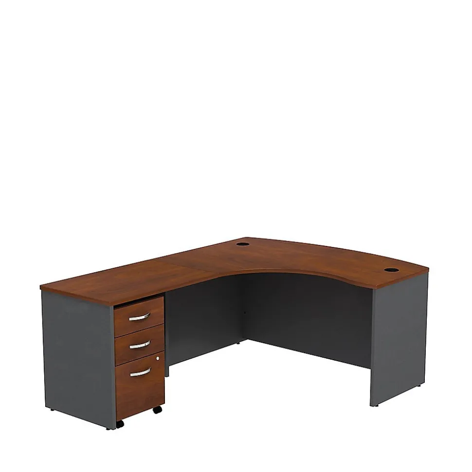 Bush Business Furniture Westfield Left Handed L Shaped Desk w/ Mobile File Cabinet, Hansen Cherry/Graphite Gray, (SRC007HCLSU)