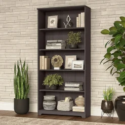 Bush Furniture Cabot 66" 5-Shelf Bookcase with Adjustable Shelves, Heather Gray (WC31766)