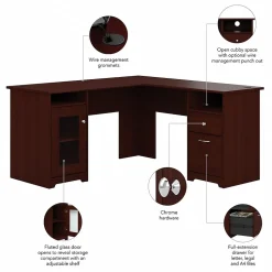 Bush Furniture Cabot L Shaped Desk, Harvest Cherry (WC31430K)