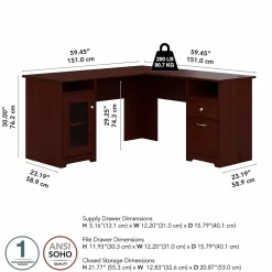 Bush Furniture Cabot L Shaped Desk, Harvest Cherry (WC31430K)