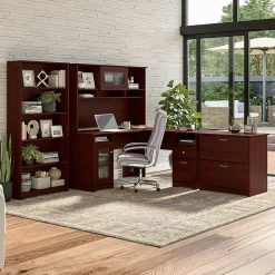 Bush Furniture Cabot L Shaped Desk, Harvest Cherry (WC31430K)