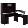 Bush Furniture Cabot 60"W 3 Position Sit to Stand L Shaped Desk with Hutch, Espresso Oak (CAB045EPO)