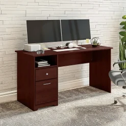 Bush Furniture Cabot 60"W Computer Desk with Drawers, Harvest Cherry (WC31460-03)