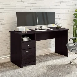 Bush Furniture Cabot 60"W Computer Desk with Drawers, Espresso Oak (WC31860)