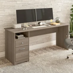 Bush Furniture Cabot 72"W Computer Desk with Drawers, Ash Gray (WC31272)