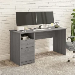 Bush Furniture Cabot 60"W Computer Desk with Drawers, Modern Gray (WC31360)