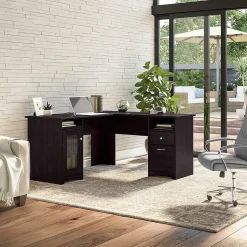 Bush Furniture Cabot 60"W L Shaped Computer Desk with Storage, Espresso Oak (WC31830K)