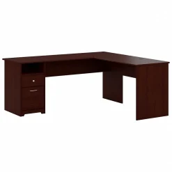 Bush Furniture Cabot 72"W L Shaped Computer Desk with Drawers, Harvest Cherry (CAB051HVC)