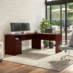 Bush Furniture Cabot 72"W L Shaped Computer Desk with Drawers, Harvest Cherry (CAB051HVC)