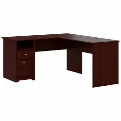 Bush Furniture Cabot 60"W L Shaped Computer Desk with Drawers, Harvest Cherry (CAB044HVC)