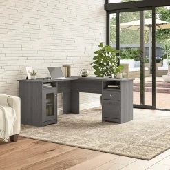 Bush Furniture Cabot 60"W Wood L-Shaped Computer Desk, Modern Gray (WC31330K)