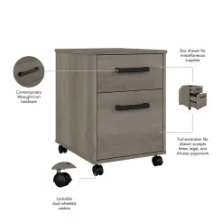 Bush Furniture City Park 2 Drawer Mobile File Cabinet, Driftwood Gray (CPF116DG-03)