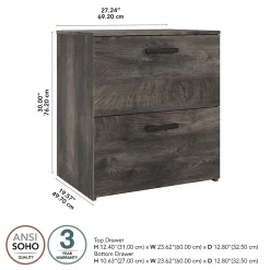 Bush Furniture City Park 2 Drawer Lateral File Cabinet, Dark Gray Hickory (CPF127GH-03)