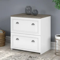 Bush Furniture Fairview 2-Drawer Lateral File Cabinet, Letter/Legal, Shiplap Gray/Pure White, 29.57" (WC53681-03)