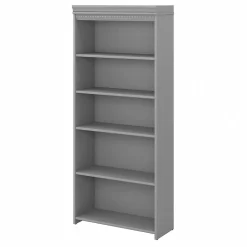Bush Furniture Fairview 69"H 5-Shelf Bookcase with Adjustable Shelves, Cape Cod Gray Laminated Wood (WC53565-03)