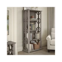 Bush Furniture Homestead 66.3"H 4-Shelf Bookcase with Adjustable Shelves, Driftwood Gray Laminated Wood (HOB166DG-03)