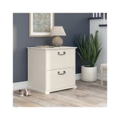Bush Furniture Homestead 2-Drawer Lateral File Cabinet, Letter/Legal Size, Lockable, Linen White Oak (HOF129LW-Z)