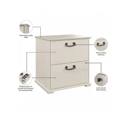Bush Furniture Homestead 2-Drawer Lateral File Cabinet, Letter/Legal Size, Lockable, Linen White Oak (HOF129LW-Z)