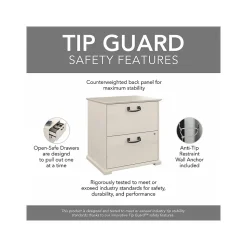 Bush Furniture Homestead 2-Drawer Lateral File Cabinet, Letter/Legal Size, Lockable, Linen White Oak (HOF129LW-Z)