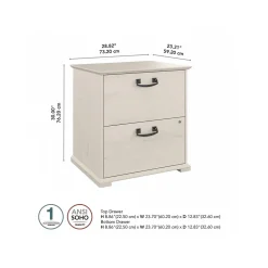 Bush Furniture Homestead 2-Drawer Lateral File Cabinet, Letter/Legal Size, Lockable, Linen White Oak (HOF129LW-Z)
