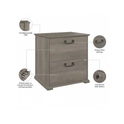 Bush Furniture Homestead 2-Drawer Lateral File Cabinet, Letter/Legal Size, Lockable, Driftwood Gray (HOF129DG-Z)