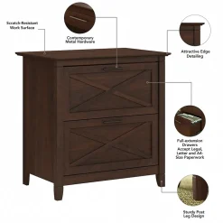 Bush Furniture Key West 2 Drawer Lateral File Cabinet, Bing Cherry (KWF130BC-03)