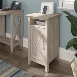 Bush Furniture Key West 30" Small Storage Cabinet with Door and 3 Shelves, Washed Gray (KWS116WG-03)