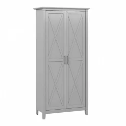 Bush Furniture Key West 66" Tall Storage Cabinet with Doors and 5 Shelves, Cape Cod Gray (KWS266CG-03)