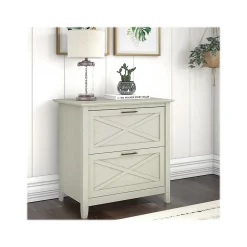 Bush Furniture Key West 2-Drawer Lateral File Cabinet, Letter/Legal, Linen White Oak, 30" (KWF130LW-03)