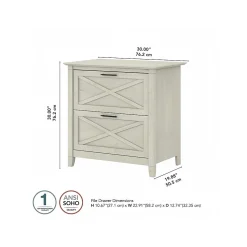 Bush Furniture Key West 2-Drawer Lateral File Cabinet, Letter/Legal, Linen White Oak, 30