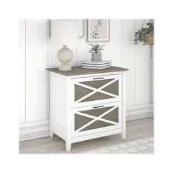 Bush Furniture Key West 2-Drawer Lateral File Cabinet, Letter/Legal, Shiplap Gray/Pure White, 30" (KWF130G2W-03)