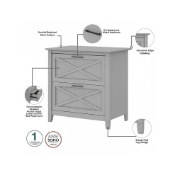 Bush Furniture Key West 2-Drawer Lateral File Cabinet, Letter/Legal, Cape Cod Gray, 30
