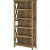Bush Furniture Key West 66"H 5-Shelf Bookcase with Adjustable Shelves, Reclaimed Pine Laminated Wood (KWB132RCP-03)