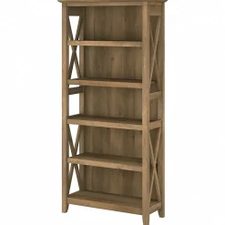 Bush Furniture Key West 66"H 5-Shelf Bookcase with Adjustable Shelves, Reclaimed Pine Laminated Wood (KWB132RCP-03)