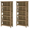 Bush Furniture Key West 66"H 5-Shelf Bookcase with Adjustable Shelves, Reclaimed Pine Laminated Wood, 2/Set (KWS046RCP)