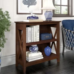 Bush Furniture Key West 30"H 2-Shelf Bookcase with Adjustable Shelf, Bing Cherry (KWB124BC-03)