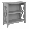 Bush Furniture Key West 30"H 2-Shelf Bookcase with Adjustable Shelf, Cape Cod Gray (KWB124CG-03)