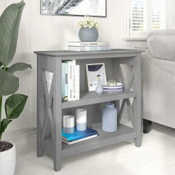 Bush Furniture Key West 30"H 2-Shelf Bookcase with Adjustable Shelf, Cape Cod Gray (KWB124CG-03)