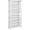 Bush Furniture Key West 5-Shelf 66"H Bookcase, Pure White Oak (KWB132WT-03)