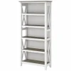 Bush Furniture Key West 5-Shelf 66"H Bookcase, Shiplap Gray/Pure White (KWB132G2W-03)