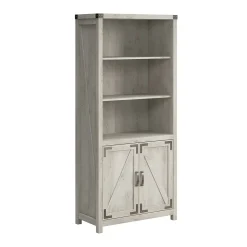 Bush Furniture Knoxville 72"H 5-Shelf Bookcase with Doors, Cottage White (CGB132CWH-03)