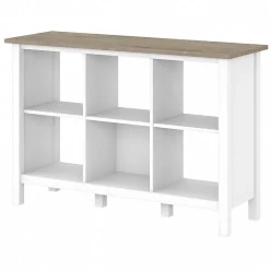 Bush Furniture Mayfield 30"H 3-Shelf Cube Bookcase, Pure White/Shiplap Gray (MAB145GW2-03)