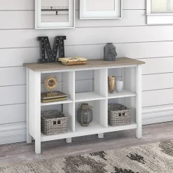 Bush Furniture Mayfield 30"H 3-Shelf Cube Bookcase, Pure White/Shiplap Gray (MAB145GW2-03)