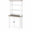 Bush Furniture Mayfield 5-Shelf 66"H Standard Bookcase with Doors, Pure White/Shiplap Gray (MAY019GW2)