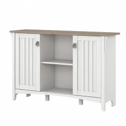 Bush Furniture Salinas 29.96" Accent Storage Cabinet with 3 Shelves, Shiplap Gray/Pure White (SAS147G2W-03)
