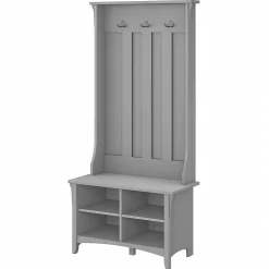 Bush Furniture Salinas Hall Tree with Storage Bench, Cape Cod Gray (SAL001CG)