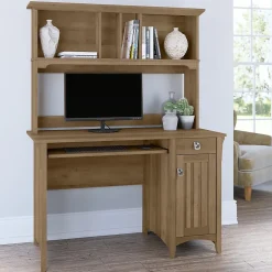 Bush Furniture Salinas 48"W Small Computer Desk with Hutch, Reclaimed Pine (MY72408-03)