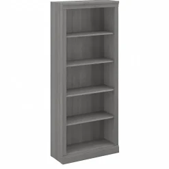 Bush Furniture Saratoga 72"H 5-Shelf Bookcase with Adjustable Shelves, Modern Gray Laminate (W1655C-03)