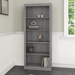 Bush Furniture Saratoga 72"H 5-Shelf Bookcase with Adjustable Shelves, Modern Gray Laminate (W1655C-03)